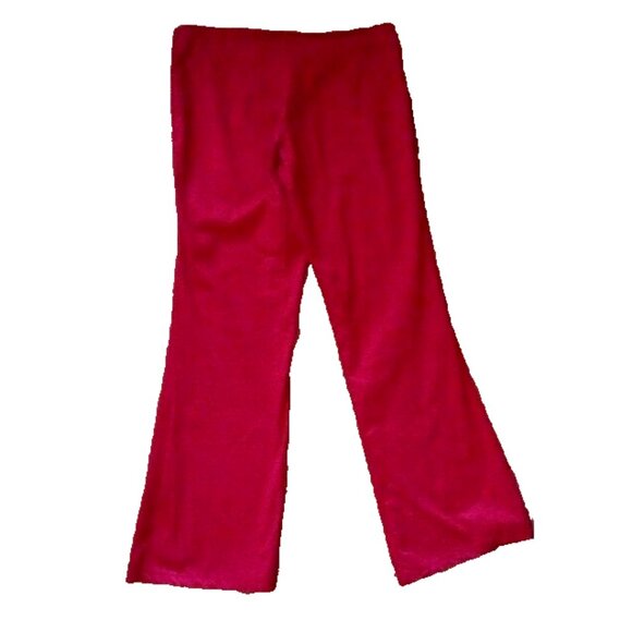 Vintage Y2K 90s deep fire engine red wide flared leg low waist stretch pants  L - Picture 5 of 7